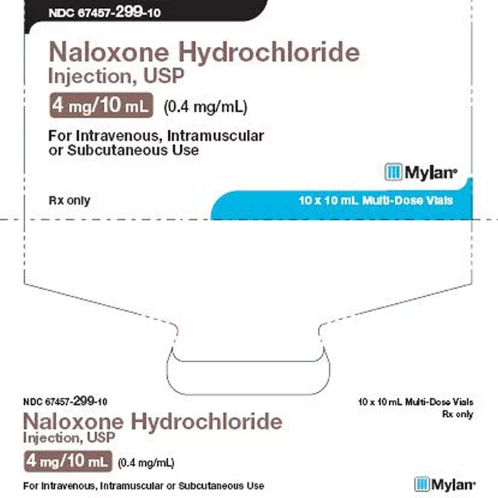 Naloxone for Injection 0.4mg/ml Multi-Dose 10 mL Vials x 10 Per Tray