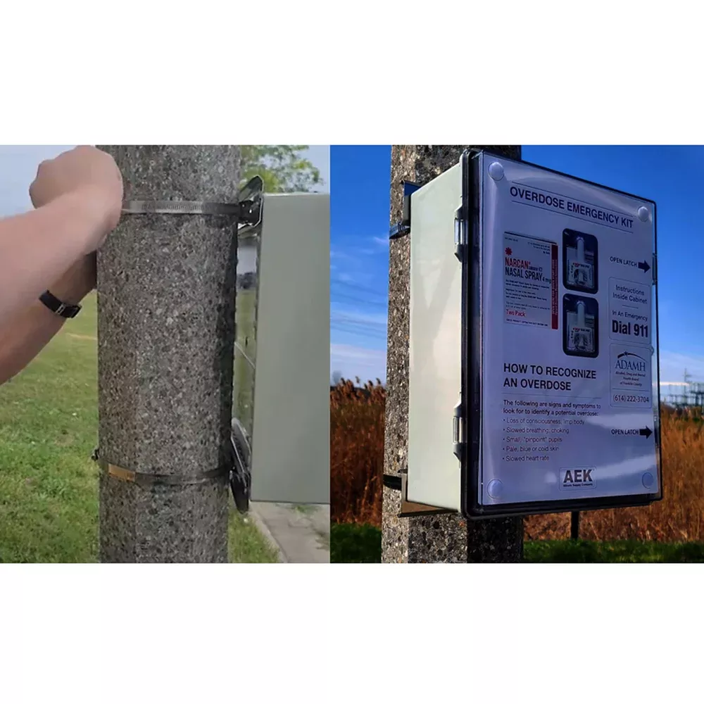 Naloxone Outdoor Cabinet Optional Pole Mounting Kits