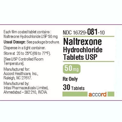 Naltrexone Hydrochloride 50 mg Film-Coated Tablets 30 Count (RX)