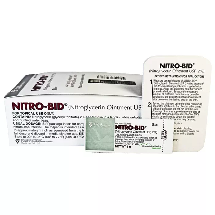 Nitro-Bid Nitroglycerin Ointment 2% Foil Packets 1 gram Size, 48/Box (Rx)
