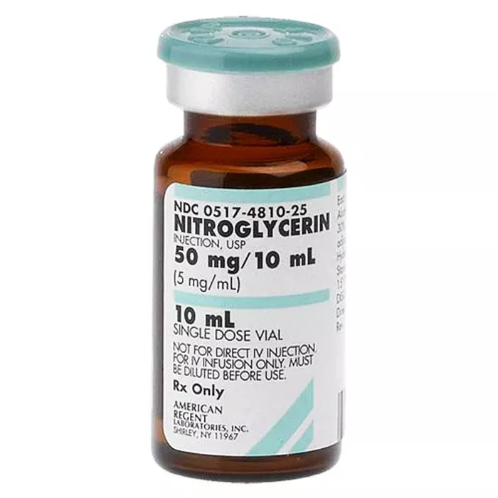Nitroglycerin for Injection 5 mg/mL Single Dose Vials 10 mL, 25/Tray (Rx)
