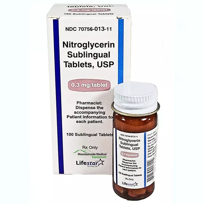 Nitroglycerin Sublingual Tablets 0.3 mg by Lifestar Pharma 100/Bottle (Rx)