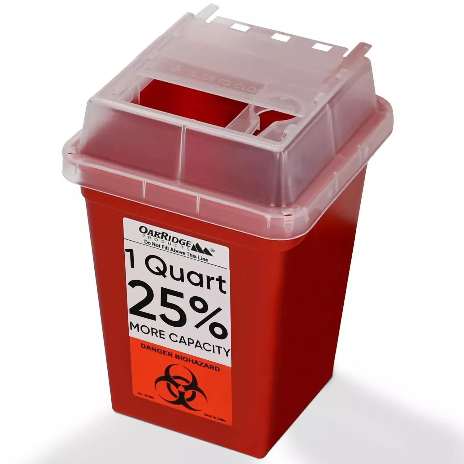 Oakridge Products 1 Quart Sharps Container – Biohazard Needle Disposal