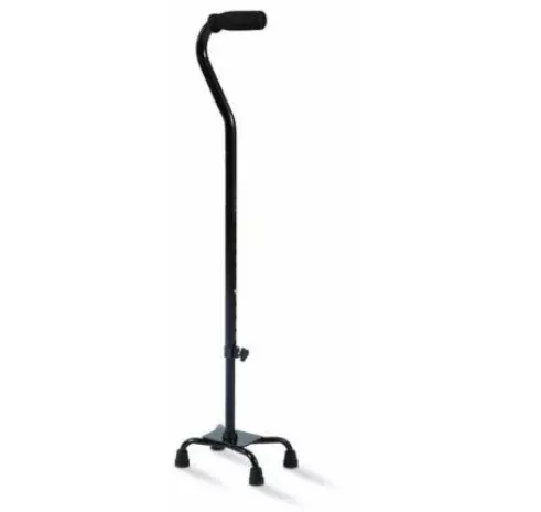 Offset Quad Adjustable Cane, Small Base, Black
