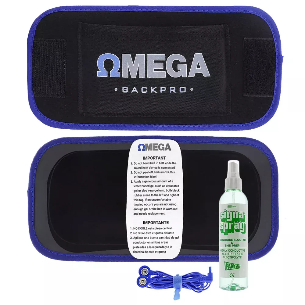 Omega BackPro Premium Conductive Back Brace Garment for TENS/EMS