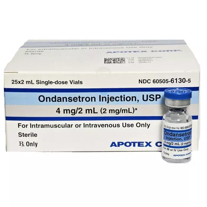 Ondansetron Injection 4 mg per 2 mL (Nausea Treatment) Single-Dose Vials, 25/pack (Rx)