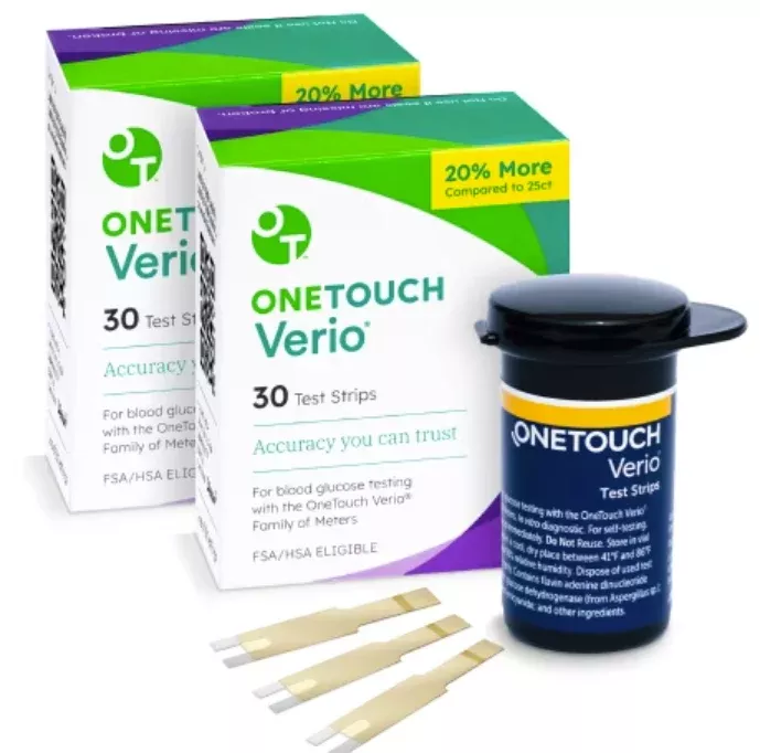OneTouch Verio Blood Glucose Test Strips – 60 Count (2 × 30 Packs)