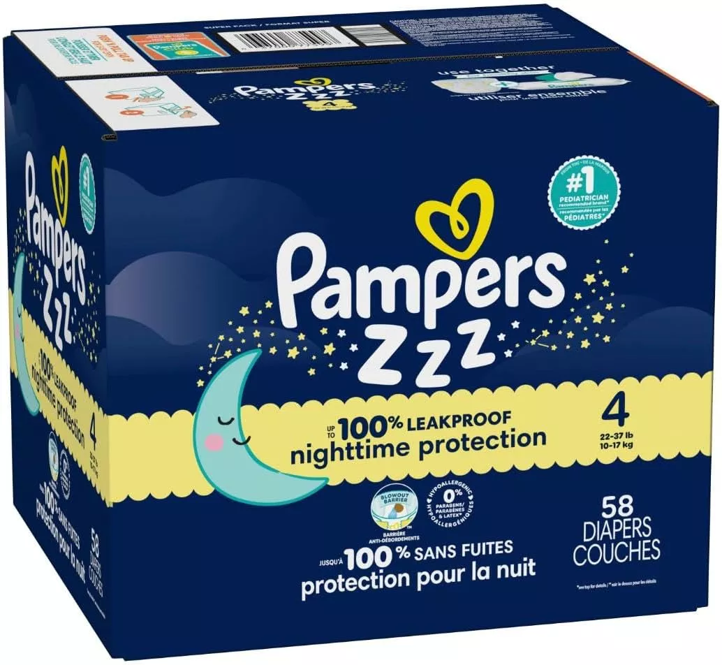 Pampers ZZZ Overnights Size 4 Diapers (22–37 lbs)