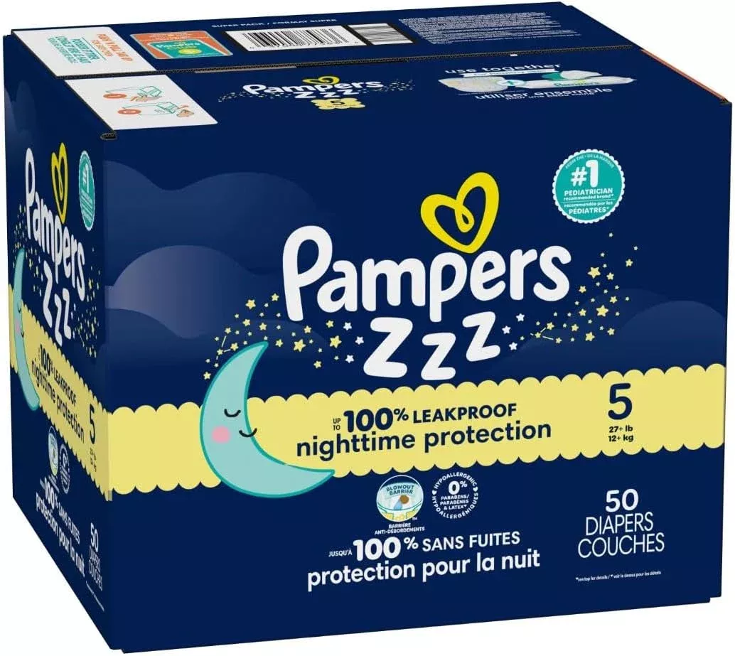 Pampers ZZZ Overnights Size 5 Diapers (27+ lbs)