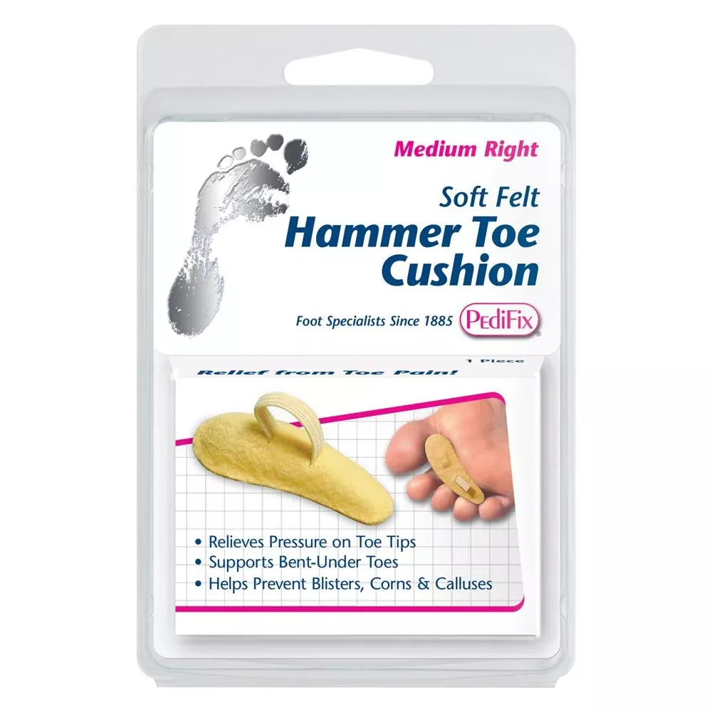 PediFix FELTastic Soft Felt Hammer Toe Cushion, Medium Right