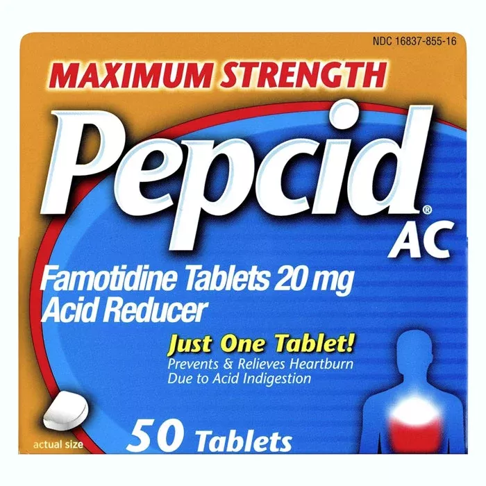 Pepcid AC Maximum Strength Acid Reducer Famotidine Tablets 20 mg, 50 Count