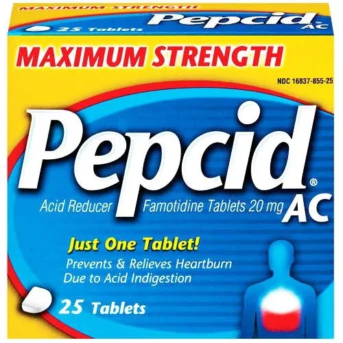 Pepcid AC Maximum Strength Famotidine Tablets 20mg 25/Box