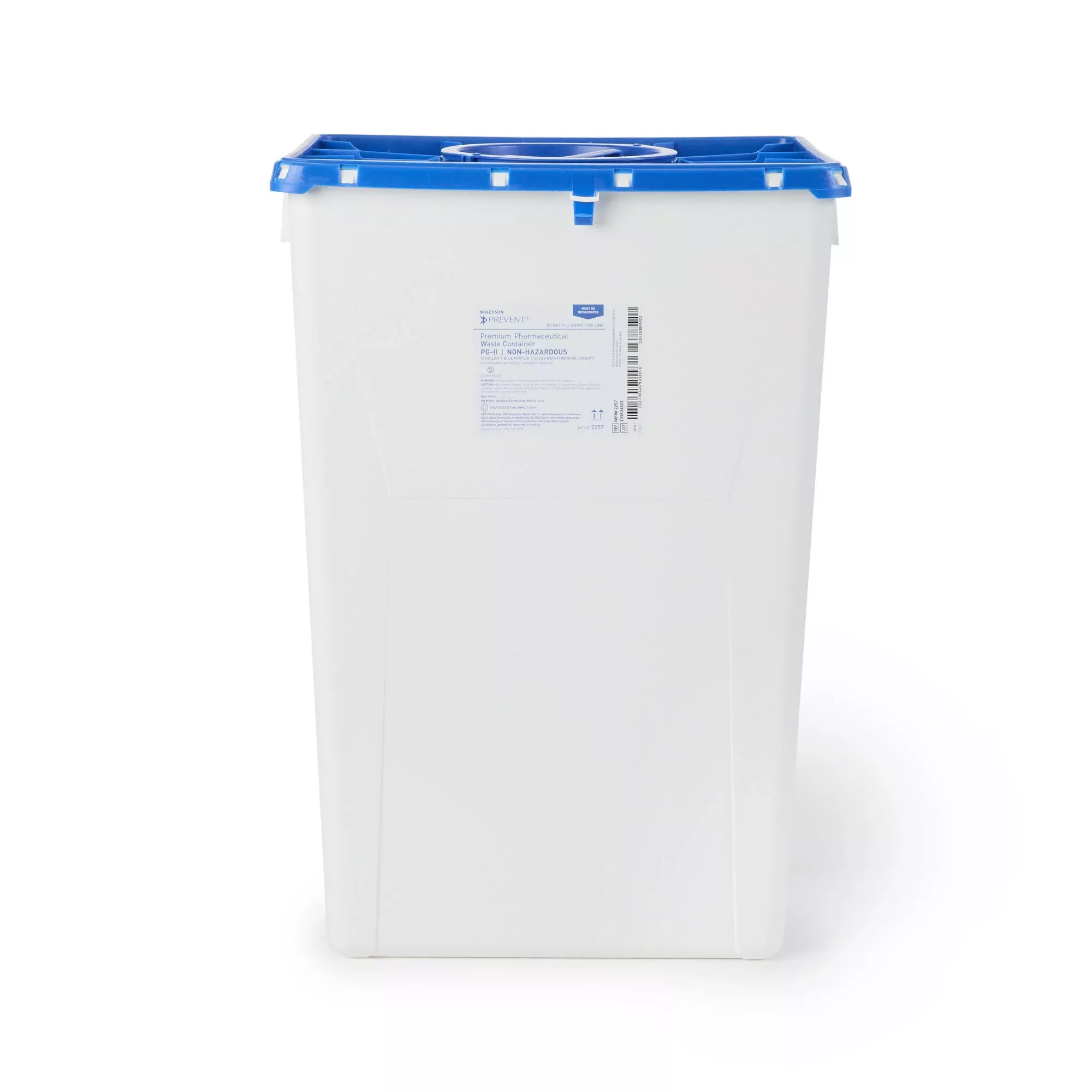 Pharmaceutical Waste Container McKesson Prevent White Base 24-3/5 H X 17-3/10 W X 13 L Inch Vertical Entry 18 Gallon
