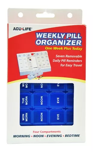 Pill Organizer Weekly w/28 Com One Week Plus Today'Blue