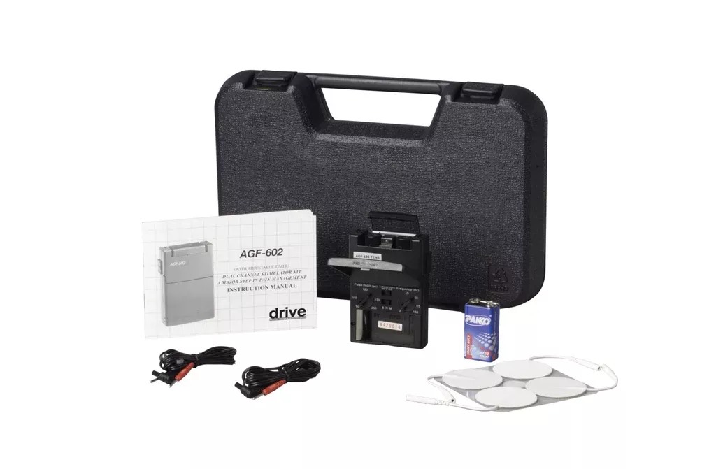 Portable Dual Channel TENS Unit with Timer and Electrodes