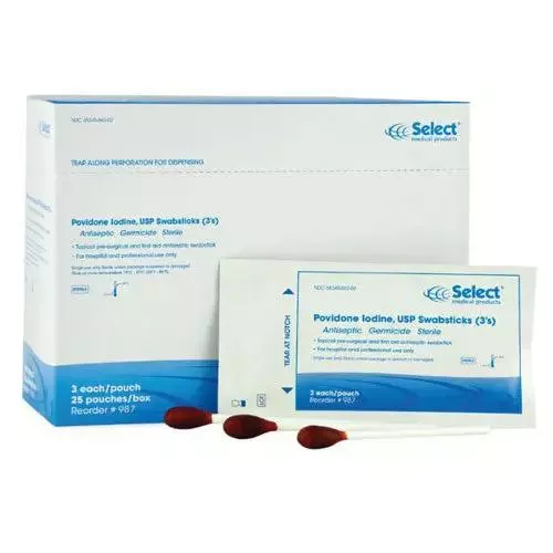 Povidone Iodine Solution Swabstick Antiseptic Applicators 3's