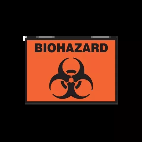 Pre-Printed Biohazard Vinyl Label Sign, 3-1/2 x 5 inch