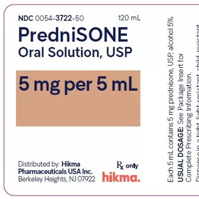 Prednisone Oral Solution 5 mg per 5 mL, 120 mL Bottle