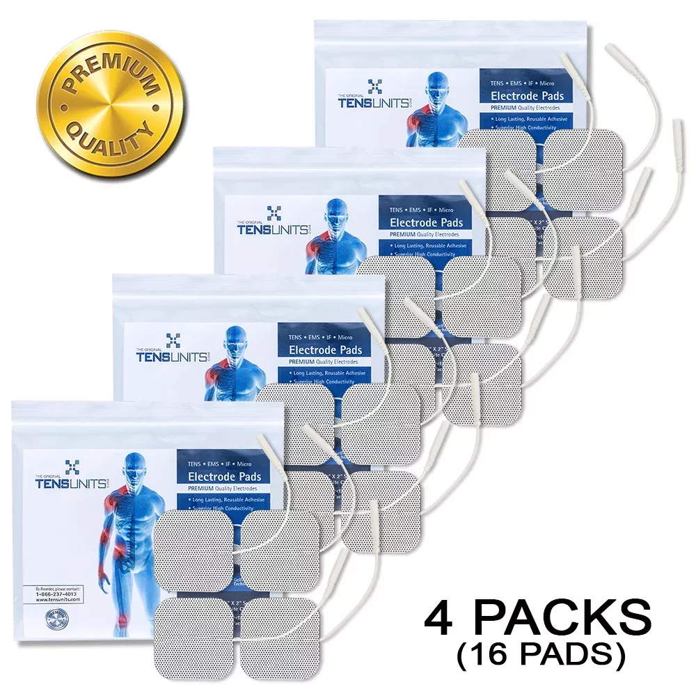 Premium Comfort Plus: 16 White Cloth Electrodes, 2"x2", Poly Bag