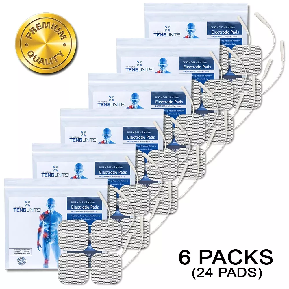 Premium Comfort Plus: 24 White Cloth Electrodes, 2"x2", Poly Bag