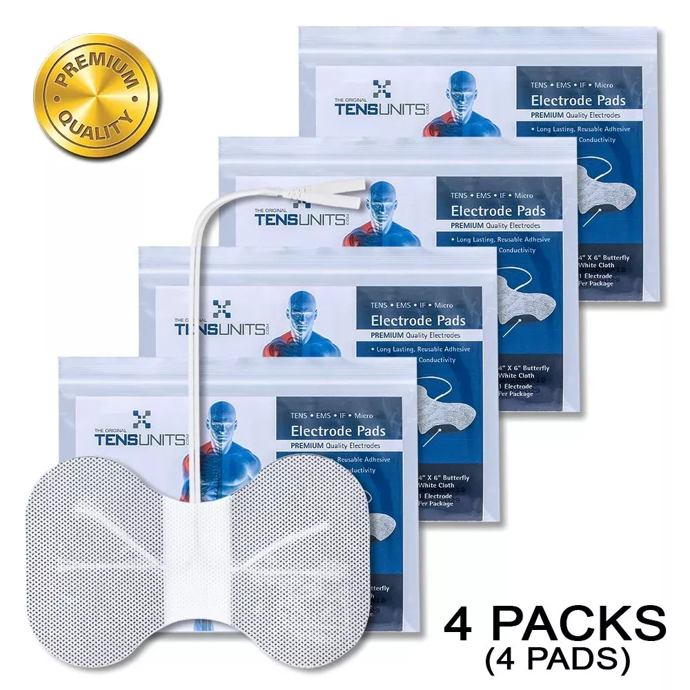 Premium Comfort Plus: 4 White Cloth Butterfly Electrodes, 4"x6"
