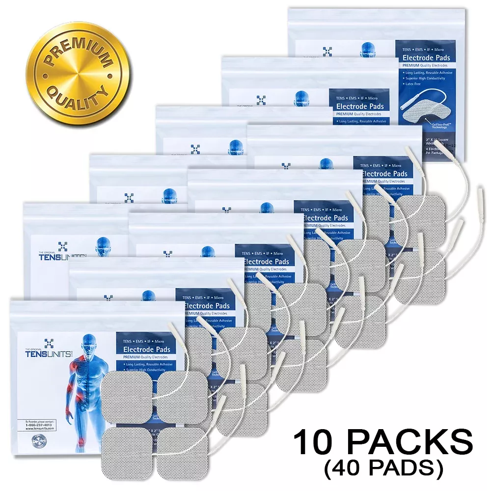 Premium Comfort Plus: 40 White Cloth Electrodes, 2"x2"