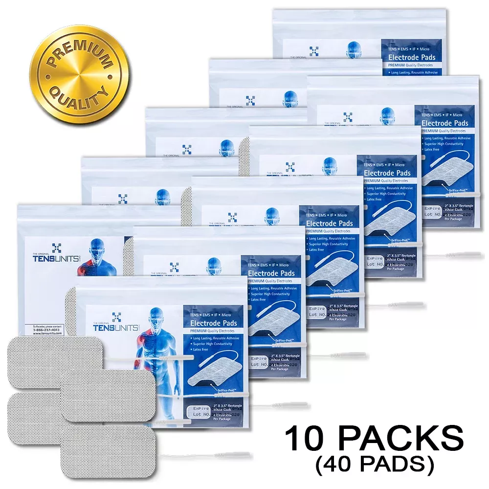 Premium Comfort Plus: 40 White Cloth Electrodes, 2"x3.5
