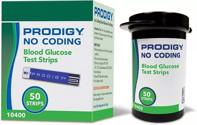Prodigy 10400 No Coding Blood Glucose Test Strips – 50 Count