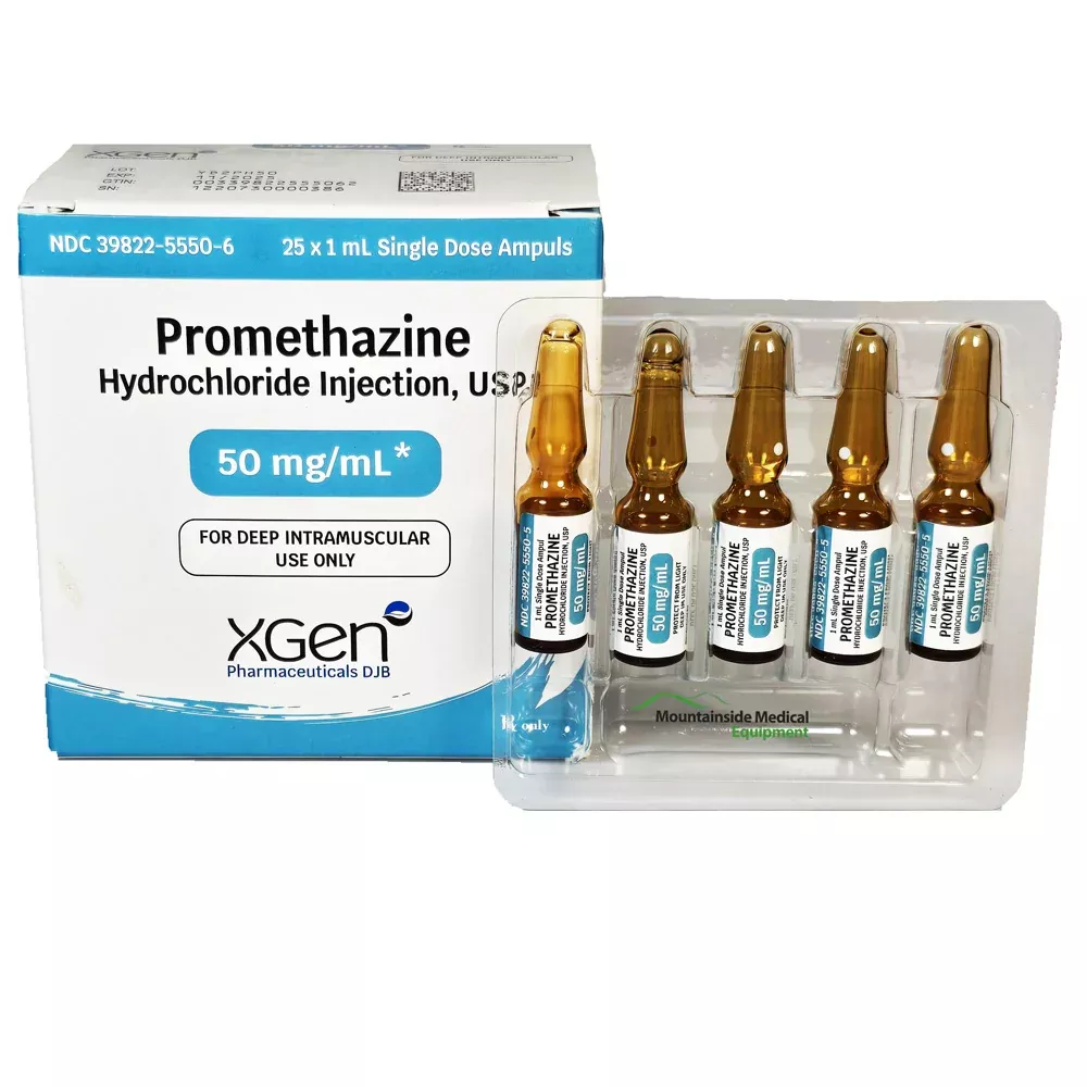 Promethazine HCl for Injection 50 mg per mL Ampules 1 mL x 25-Pack (Rx)