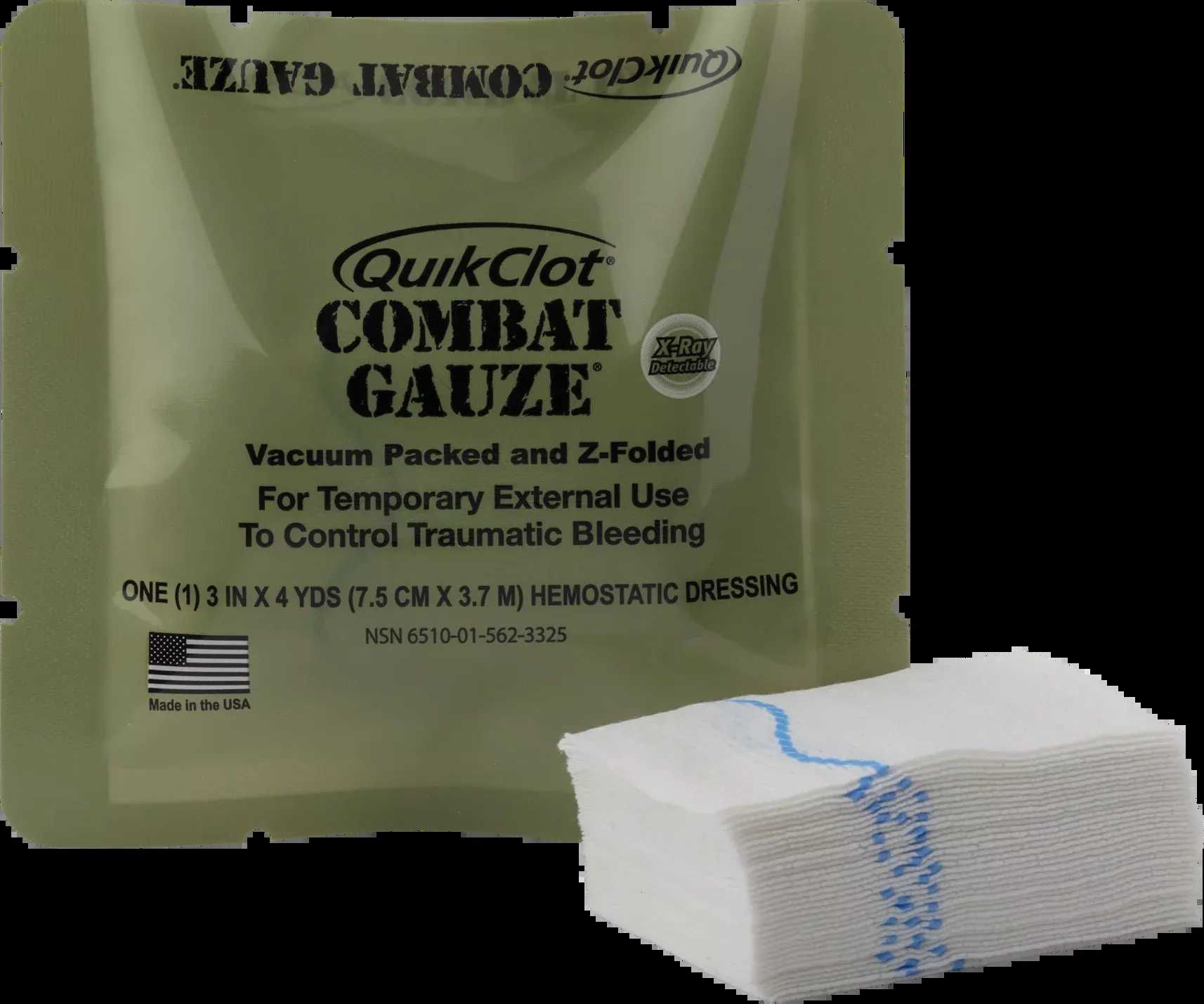 QuikClot Combat Gauze 3 inch x 4 yards with Kaolin
