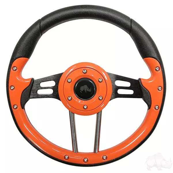 RHOX Steering Wheel, Aviator 4 Orange Grip/Black Spokes 13″ Diameter