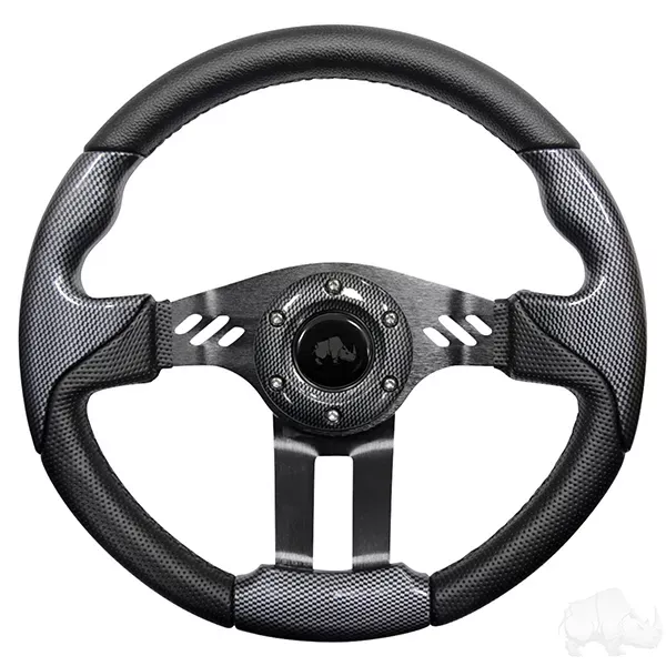 RHOX Steering Wheel, Aviator 5 Carbon Fiber Grip/Black Spokes 13″ Diameter
