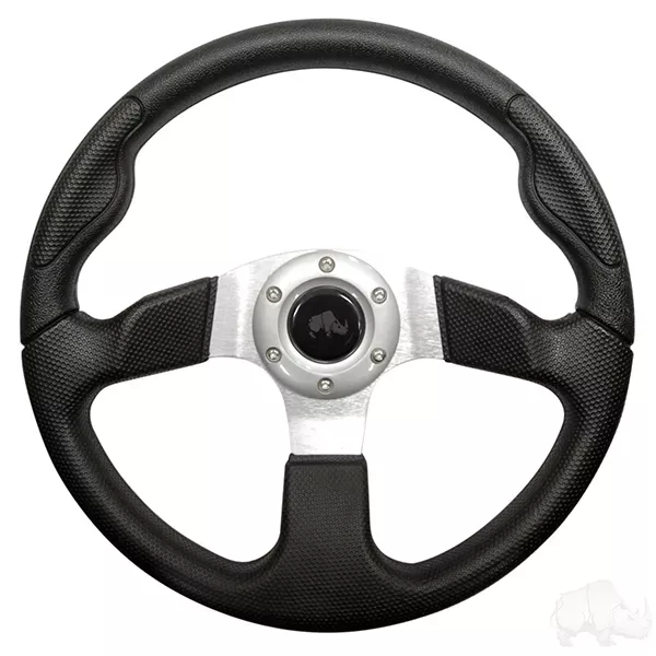 RHOX Steering Wheel, Formula GT Black Grip/Brushed Aluminum Spokes 13″ Diameter