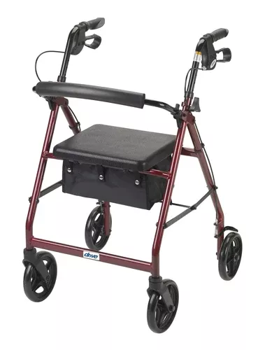 RollatorAluminum w/Fold-Up & Remov BackPadded Seat Red