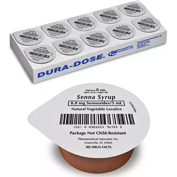 Senna Syrup 8.8 mg Sennosides Natural Vegetable Laxative Unit Dose Cups 5 mL