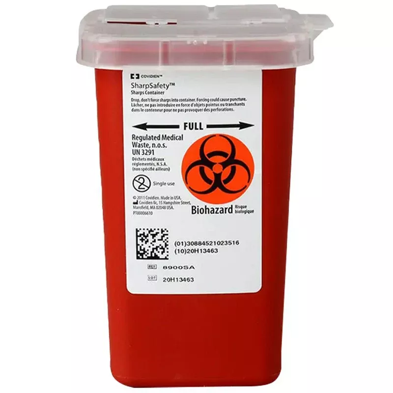 SharpSafe Phlebotomy Sharps Container, Red 1 Quart
