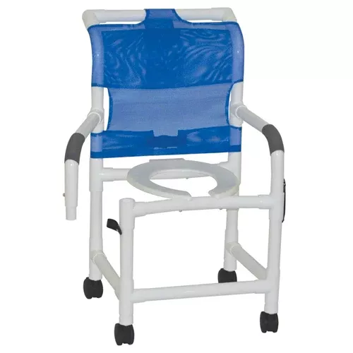 Shower Chair/CommodePVC 18w/Double Drop-Arms & Casters