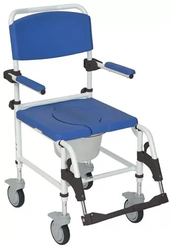 Shower / Commode Rehab Chair Aluminumw/Locking Rear Cstrs