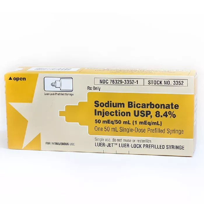 Sodium Bicarbonate 8.4% Medication Luer-Jet Syringe 50 mL, 10/pack (Rx)