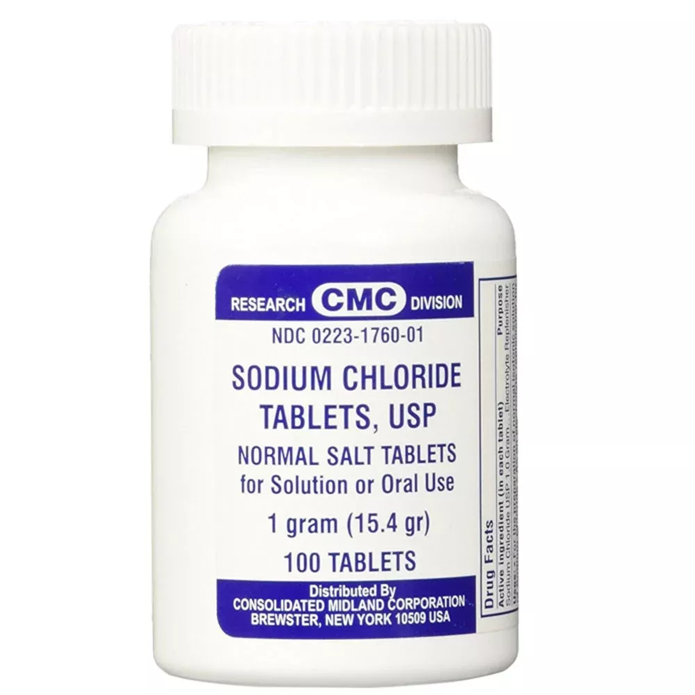 Sodium Chloride 1 gram Normal Salt Tablets, 100/Bottle