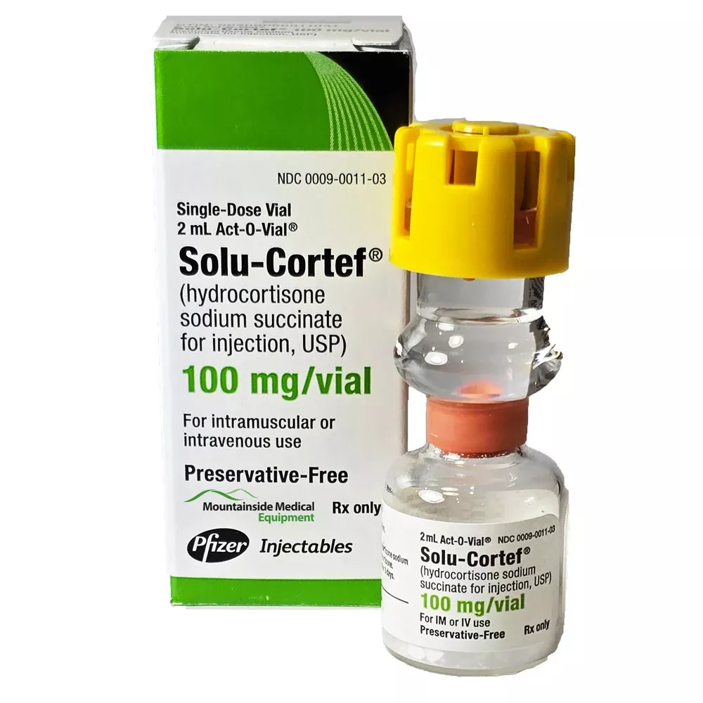 Solu-Cortef (Hydrocorttisone Sodium Succinate) Injection 100 mg Per Vial SDV 2 mL (RX)
