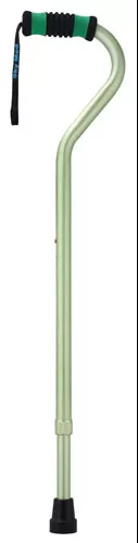 Standard Offset Walking Cane Adjustable AluminumGreen