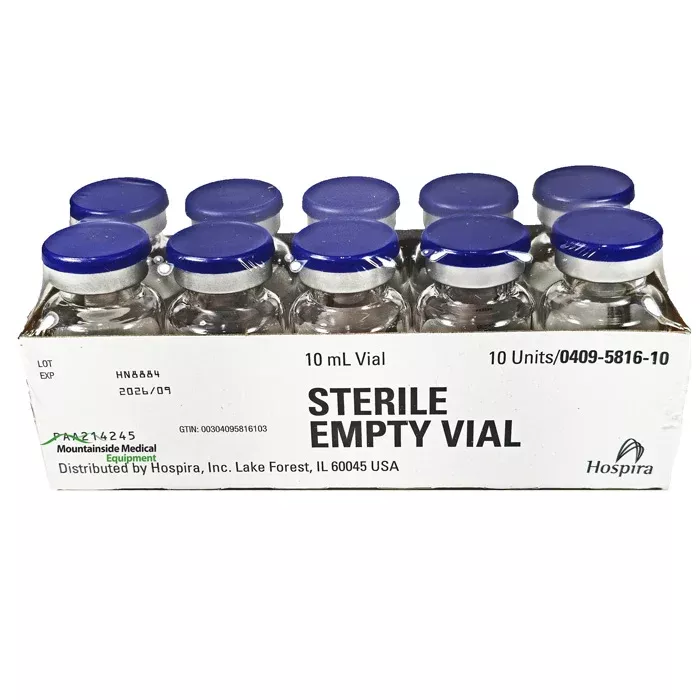 Sterile Empty Vials 10 mL Glass with Flip-Top Caps 10/Box