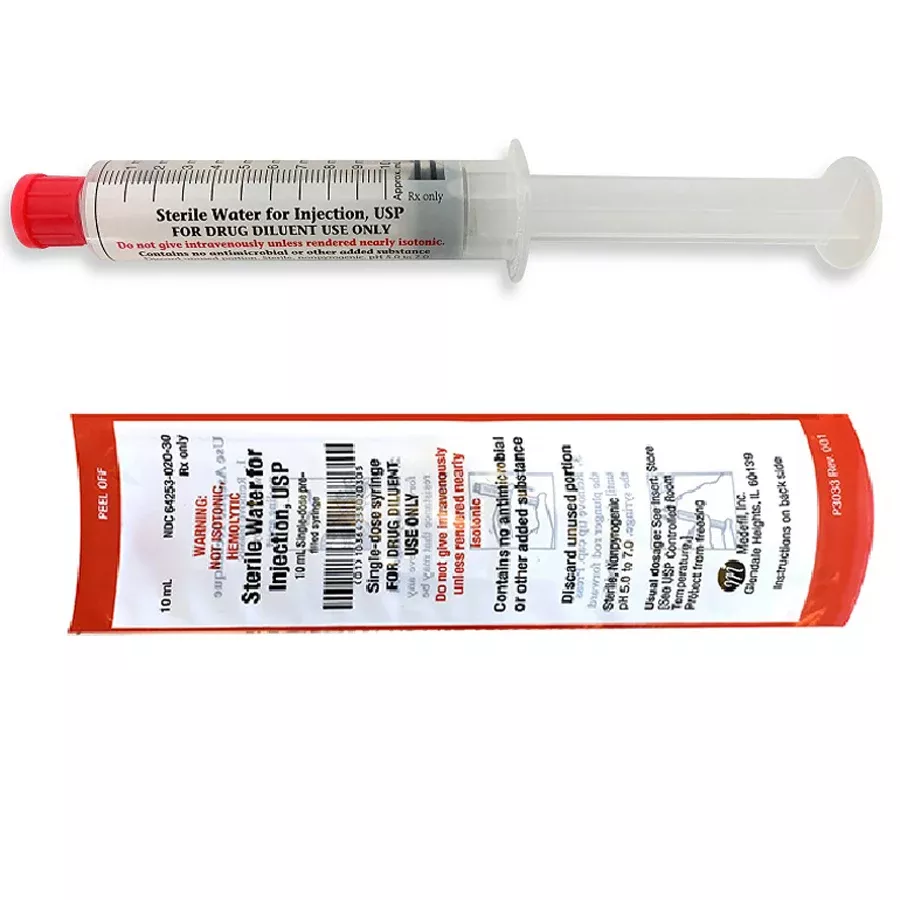 Sterile Water for Injection Prefilled Syringes 10 mL Single-Dose, 60 Per Box