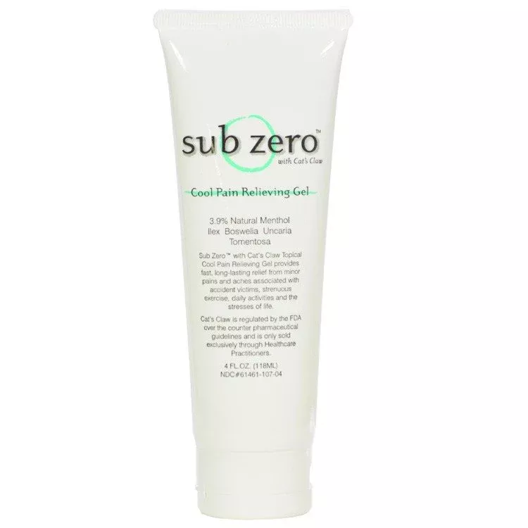 Sub Zero Topical Analgesic Cool Pain Relieving Gel - 4oz Tube