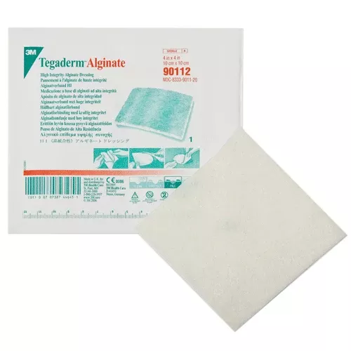 Tegaderm Alginate Dressing, High Intensity, 4"x4" & Rope