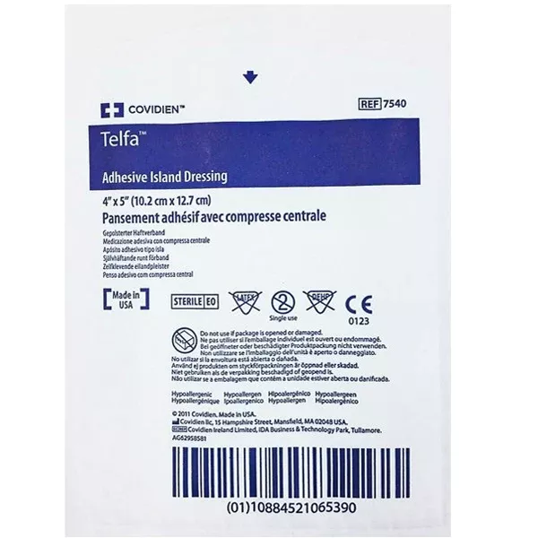 Telfa Adhesive Island Dressing 4 x 5, Sterile 25/Box
