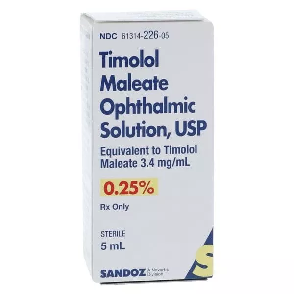 Timolol Maleate Eye Drops 0.25% Ophthalmic Solution 5 mL (RX)
