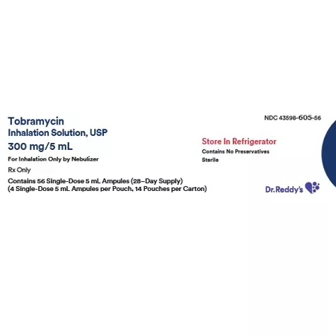 Tobramycin Inhalation Solution Ampules 300mg/5 mL Inhalation Antibiotic 50/Box **Refrigeration Required** (RX)