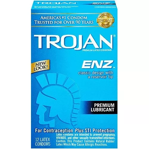 Trojan Enz Premium Lubricated Condoms, 12 Count